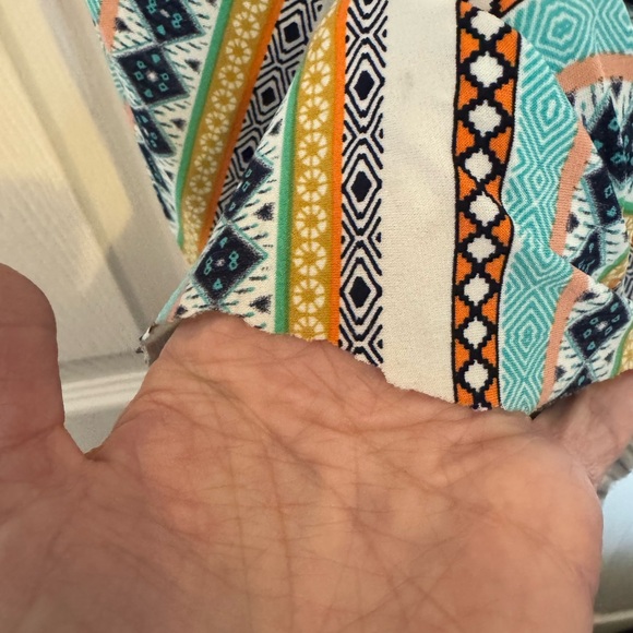 London Times Halter Maxi Dress | Geometric Print | Raw Hem | Size 8 - Picture 5 of 6